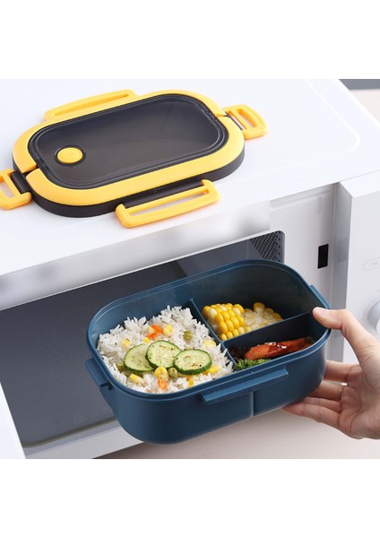 Okul Mavisi İçin Saplı Silikonlu 800 ml. Taşınabilir Bölücü Öğle Yemeği Kutusu (Yurt Dışından) indirimleri