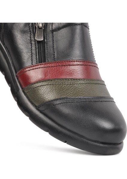 021 Siyah-Bordo-Yeşil Kadın Deri Günlük Ayakkabı fiyatları