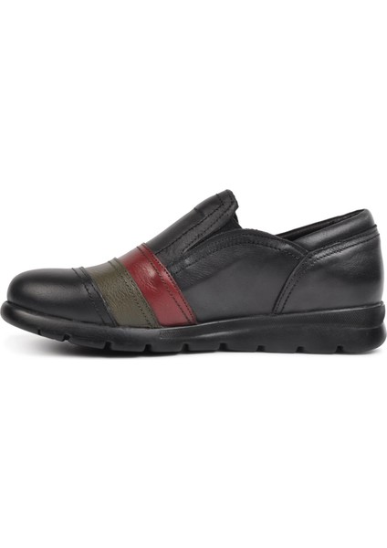 021 Siyah-Bordo-Yeşil Kadın Deri Günlük Ayakkabı modelleri