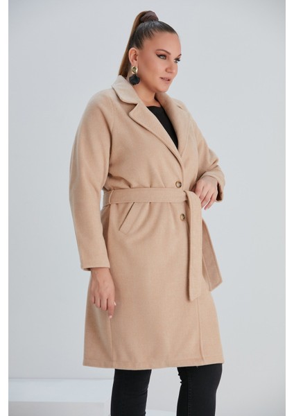 Astarsız Büyük Beden Vizon Kaşe Kaban modelleri