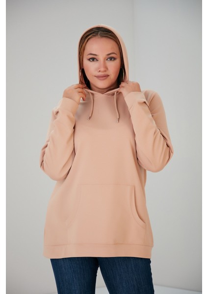 Kapşonlu Büyük Beden Vizon Sweatshirt fırsatları