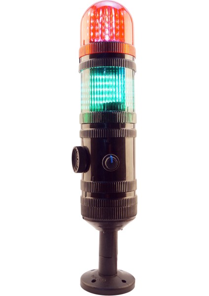 Ø70 2 Kat Işıklı Kolon LED Buzzer Ses Ayarlı Tüp Montaj Ms 457 24VDC