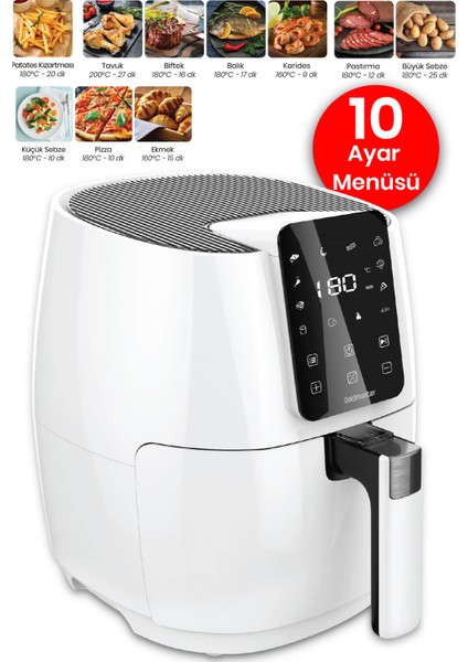 Cenova Dijital Dokunmatik 10 Ön Ayarlı Airfryer Yağsız Kızartma Sıcak Hava Fritöz