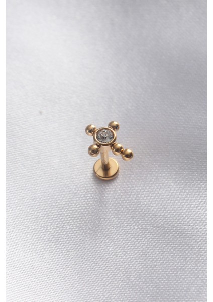 316L Cerrahi Çelik Gold Renk Taşlı Tragus Piercing