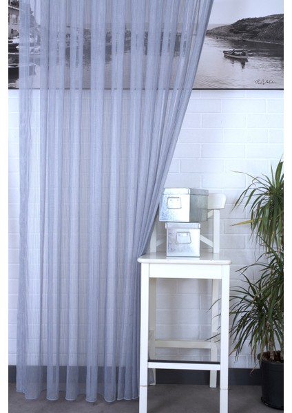 Çizgili Tül Mavi 1-2,5 Orta Sık Pile 400X260