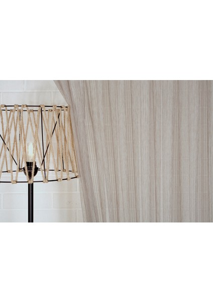 Çizgili Tül Açık Kahve 1-3 Sık Pile 200X260