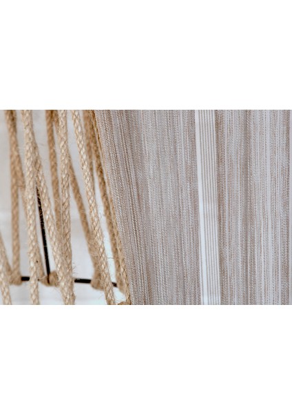 Çizgili Tül Açık Kahve 1-3 Sık Pile 200X260