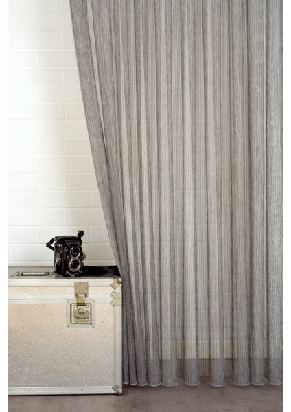 Çizgili Tül Füme 1-3 Sık Pile 300X260