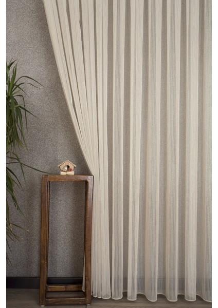 Çizgili Tül Bej 1-2,5 Orta Sık Pile 100X260