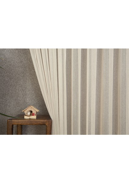 Çizgili Tül Bej 1-2,5 Orta Sık Pile 100X260