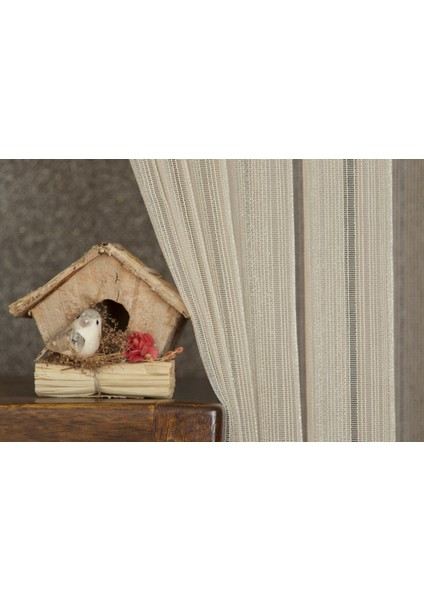 Çizgili Tül Bej 1-2,5 Orta Sık Pile 100X260
