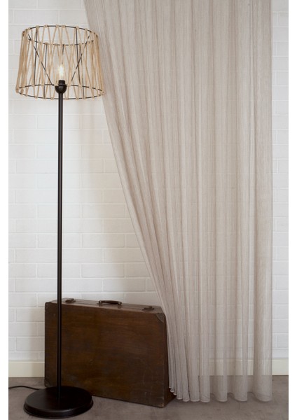 Çizgili Tül Açık Kahve 1-2 Seyrek Pile 150X260