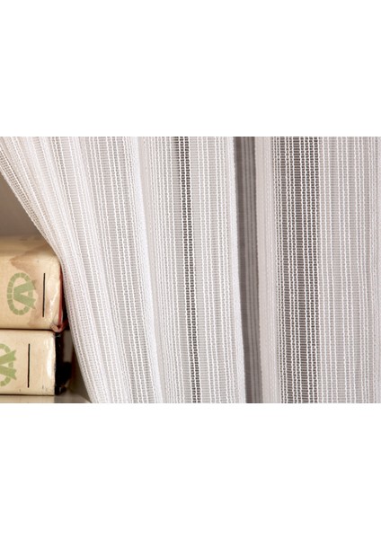 Çizgili Tül Ekru 1-2,5 Orta Sık Pile 400X260