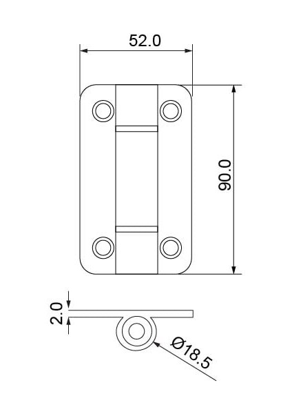 Menteşe Yaylı 52X90MM Mat Paslanmaz Çelik