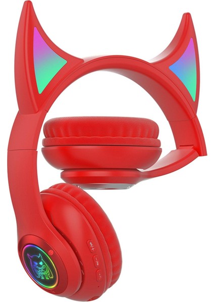 Kablosuz Kulaklık Sevimli Tf Kart Desteği Rgb Bilgisayar Pc Cep Telefonları Için Işık Kırmızı(Yurt Dışından)