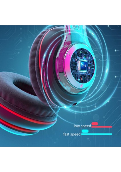 Kablosuz Kulaklık Sevimli Tf Kart Desteği Rgb Bilgisayar Pc Cep Telefonları Için Işık Kırmızı(Yurt Dışından)
