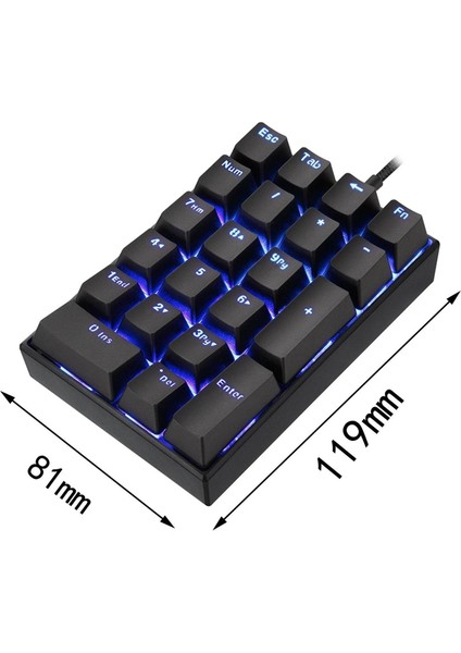 K23 Mini Sayısal Klavye 21-Key Dıy Programlama Usb- Sayısal Tuş Takımı Kırmızı Anahtarlar