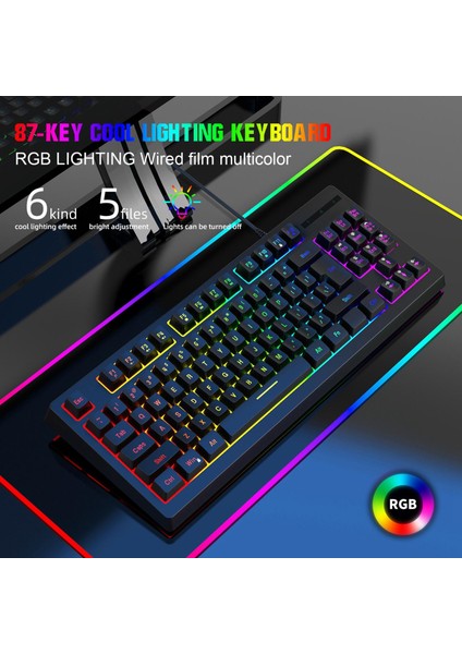 87KEYS Kablolu Mekanik Oyun Klavyesi USB Klavye Erkekler