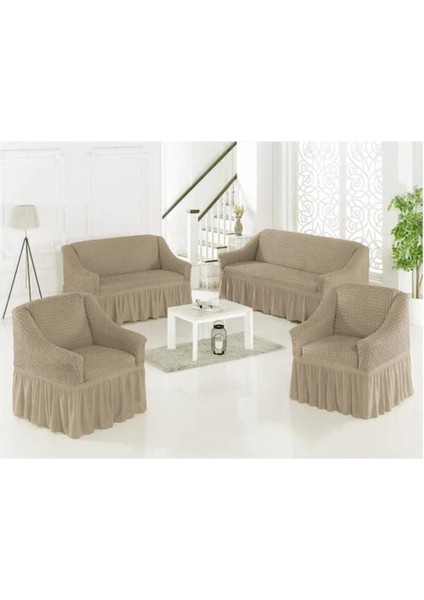 Bürümcük Koltuk Kanepe Örtüsü Takımı Lastikli Etekli 3+3+1+1 Koltuk Örtüsü