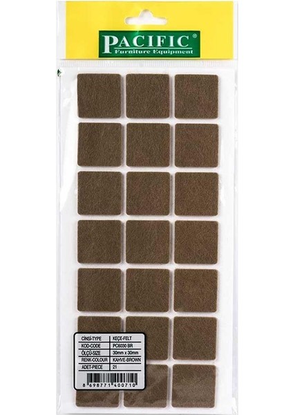 5 Adet Pacific Zemin Koruyucu Yapışkan Kare Keçe 30 mm x 30 mm