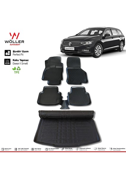 Vw Passat Variant Paspas Bagaj Havuzu Set 2015 Sonrası 3D Ultraflex Set