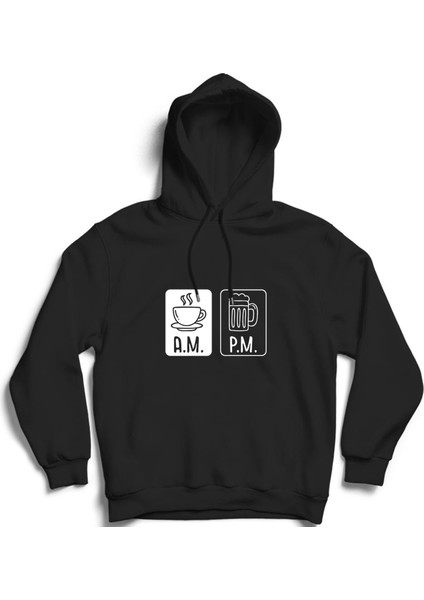 Sabah Kahve, Akşam Bira, Coffee And Beer Kapüşonlu Sweatshirt Hoodie