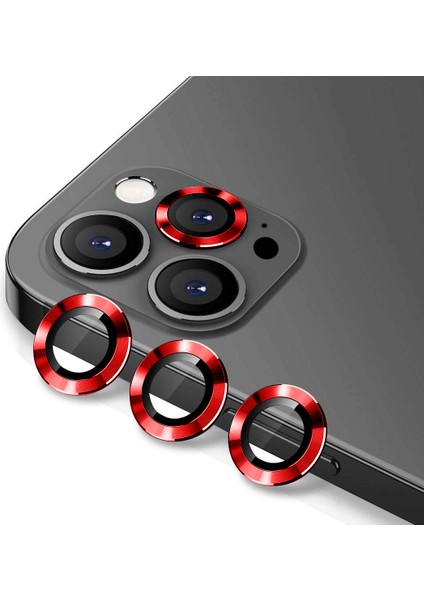 iPhone 12 Pro Max Kamera Lens Koruyucu Cam Metal Kenarlı 3lü Set