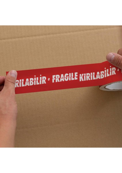 Fragile Kırılır Uyarılı Baskılı Koli Bandı Boy:66mt En:50mm 6 Adet