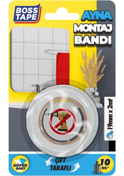 Ayna Montaj Bandı Çift Taraflı Çok Güçlü Köpük En:19mm Boy:2mt