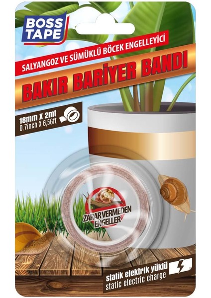 Salyangoz Sümüklü Böcek Engelleyici Bakır Bariyer Bandı En:18mm Boy:2mt