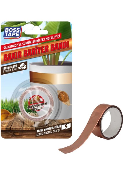 Salyangoz Sümüklü Böcek Engelleyici Bakır Bariyer Bandı En:18mm Boy:2mt