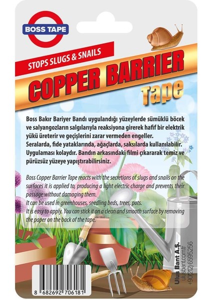 Salyangoz Sümüklü Böcek Engelleyici Bakır Bariyer Bandı En:18mm Boy:2mt