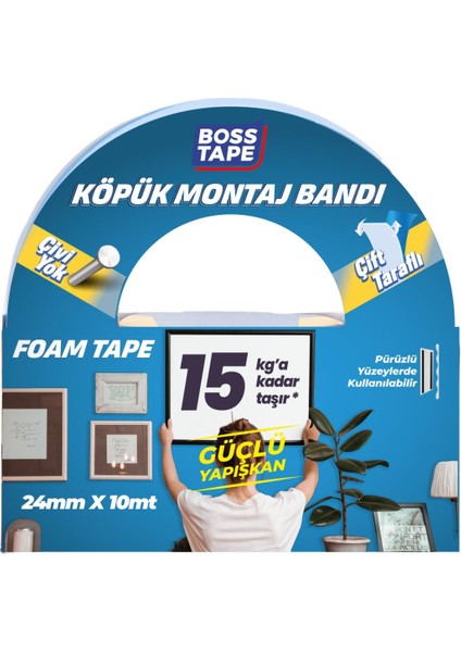 Boss Tape Çift Taraflı Köpük Aksesuar Montaj Bandı 24MMX10M