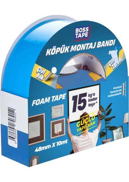 Boss Tape Çift Taraflı Köpük Aksesuar Montaj Bandı 48MMX10M