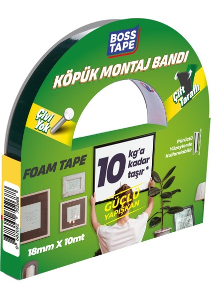 Yüksek Yoğunluklu Siyah Köpük Çift Taraflı Aksesuar Montaj Bandı En:18mm Boy:10mt fiyatları