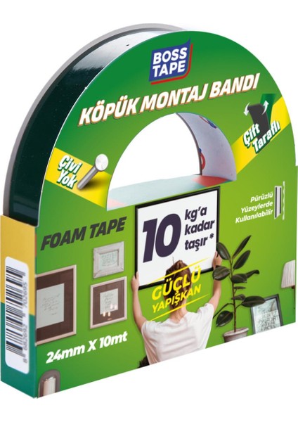 Yüksek Yoğunluklu Siyah Köpük Çift Taraflı Aksesuar Montaj Bandı En:24mm Boy:10mt fiyatları