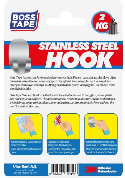 Paslanmaz Çelik Gövde Inox 2'li Banyo Mutfak Duvar Askısı