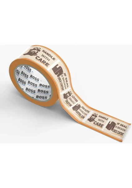 Boss Tape Dikkatli Taşıyın Handle With Care Uyarılı Baskılı Koli Bandı En:50mm Boy:66mt