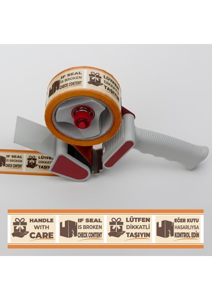 Boss Tape Dikkatli Taşıyın Handle With Care Uyarılı Baskılı Koli Bandı En:50mm Boy:66mt