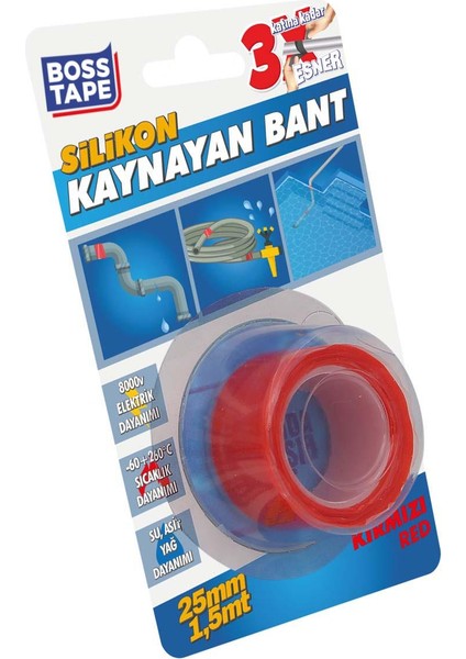 Silikon Kaynayan Kendi Üzerine Yapışan Suya Dayanıklı En:25mm Boy:1,5mt Kırmızı fiyatları