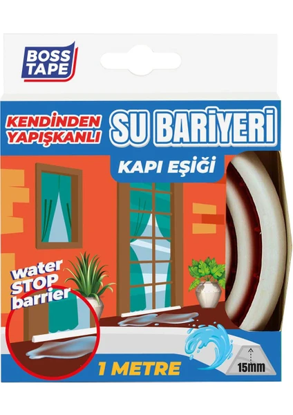 Boss Tape Duş Kapı Eşiği Mutfak Tezgahı Etrafı Su Kesici Bariyer Beyaz 1 Metre