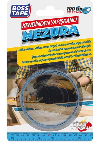 Kendinden Yapışkanlı Ip Takviyeli Terzi Metresi - 100CM Mezura