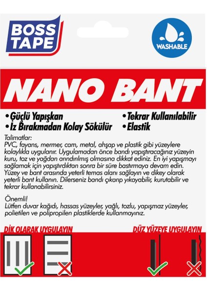 Nano Bant 3 Metre Çok Güçlü Çift Taraflı Şeffaf Yıkanabilir En:19mm