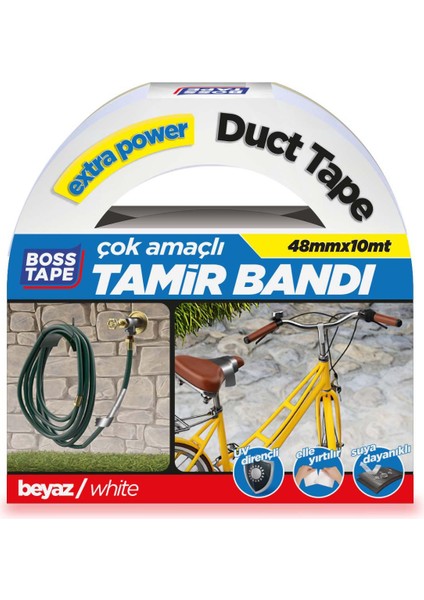 Tamir Bandı Beyaz En:48mm Boy:10mt Duct Tape Çok Amaçlı Kullanım