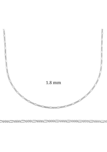 1.8 mm Gümüş Figaro Zincir - 0.50 mikron