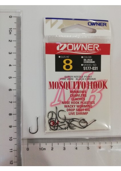 5177 Mosquito Hook Black Chrome Iğne No : 8