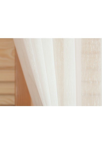 Keten Tül Ekru Pilesiz 100X260 Cm