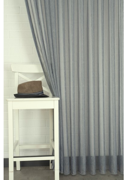 Keten Tül Indigo 1-2 Seyrek Pile 200X260 Cm