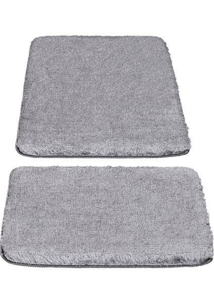 Segura Peluş Gri Kaydırmaz Taban 2li Banyo Paspası 60 x 100 - 50 x 60