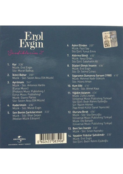 Erol Evgin - Sevdiklerim 2 (Cd)